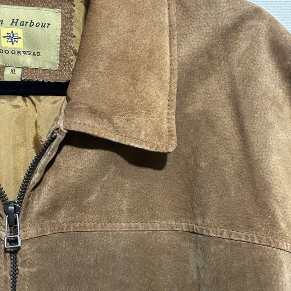 Boston Harbour Outdoorwear Suede Leather Jacket Men’s XL Brown Lined VTG - Picture 4 of 16